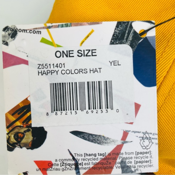 Volcom 'Happy Colors' Yellow Green Black Baseball Cap Hat Snapback Kids OSFM - Picture 8 of 9